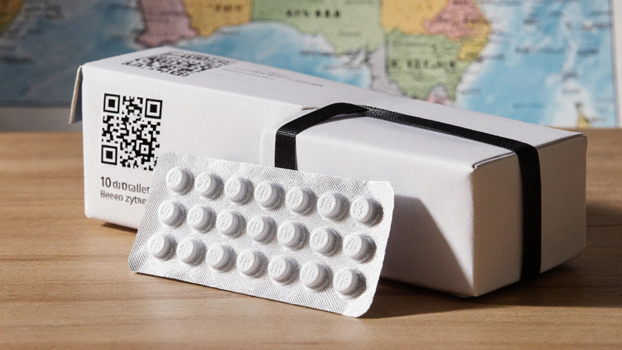 Discrete box showing generic Zyrtec tablets in protective packaging.
