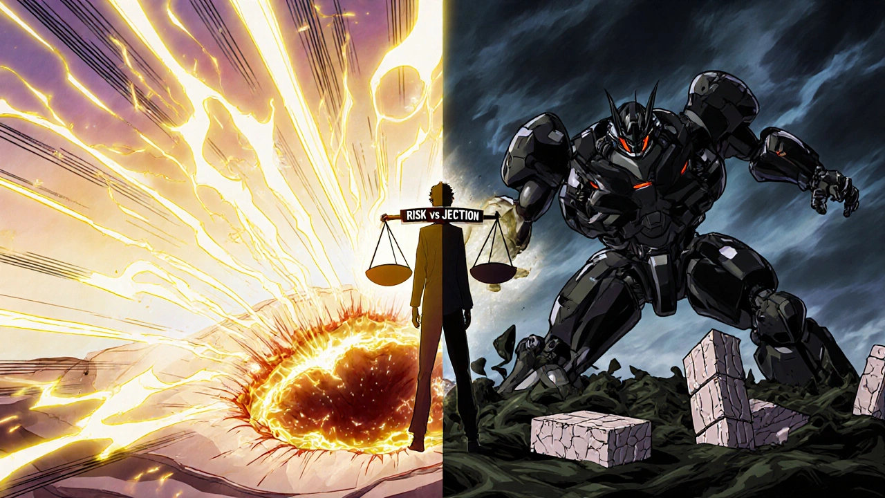 Split scene: healthy wound healing vs. sirolimus-infected wound, with battle between repair energy and drug sludge.