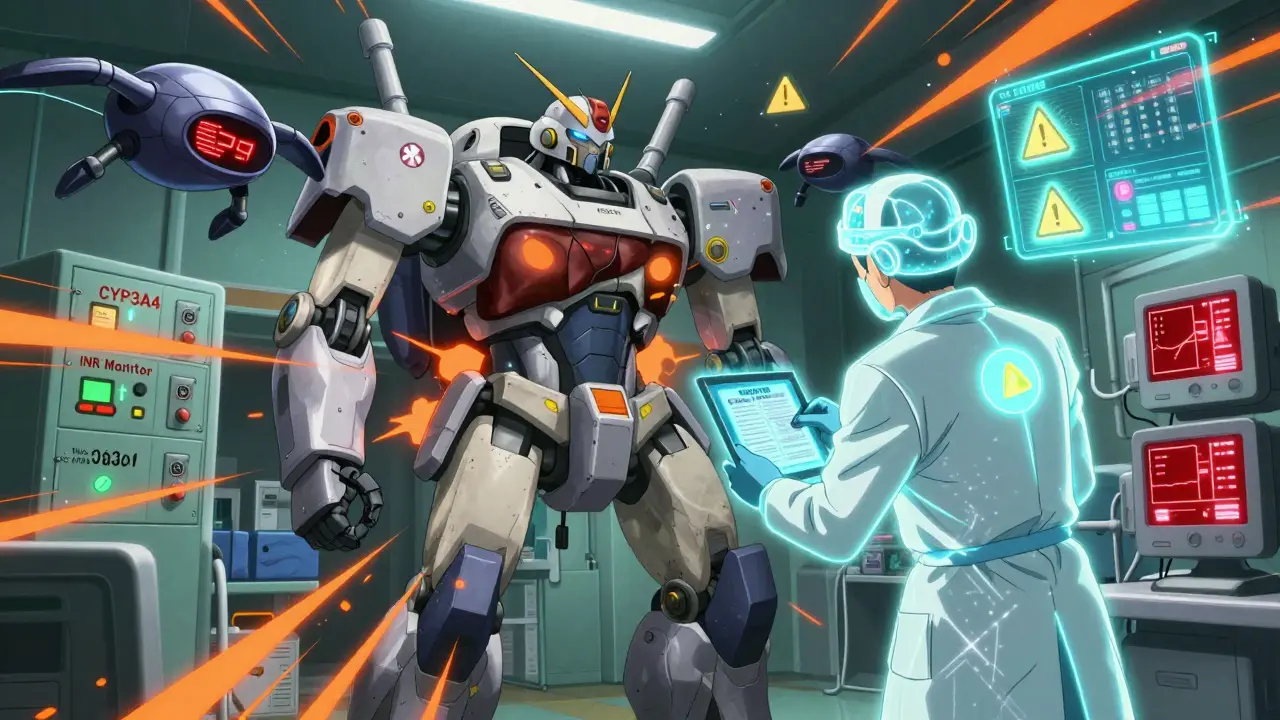 A patient’s body is a mech cockpit under attack by herbal drones, pharmacist tries to fix it.