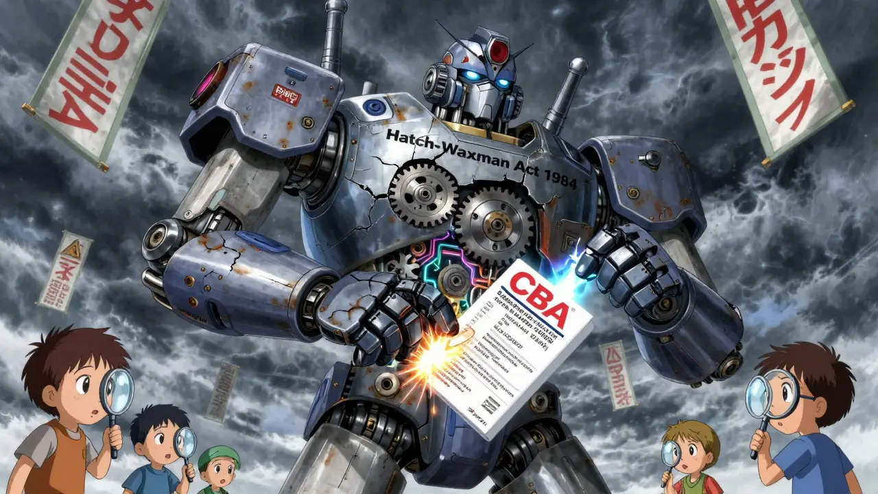 An FDA robot struggles to update a generic drug label while a brand-name label updates automatically.